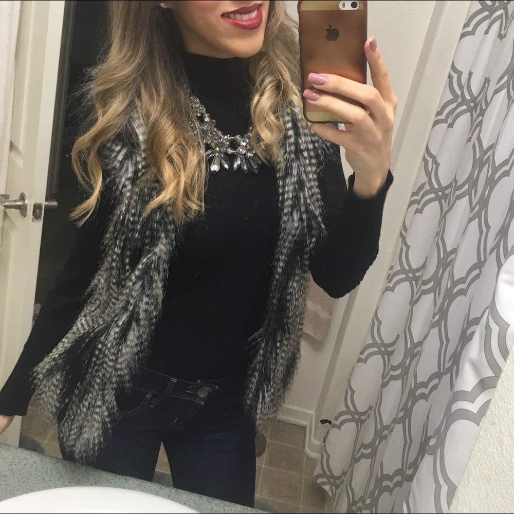 Black furry vest